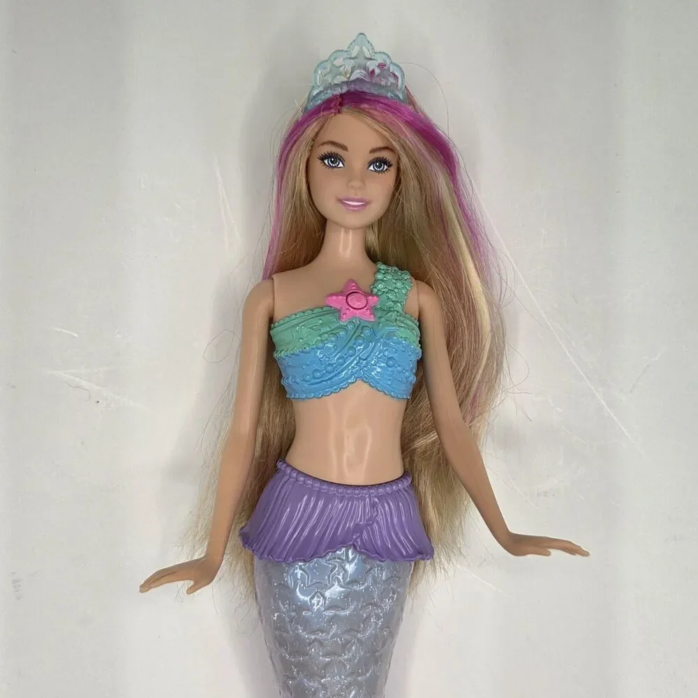 Barbie Dreamtopia Rainbow Lights Mermaid Doll Blonde Light-up Tail Star Tiara